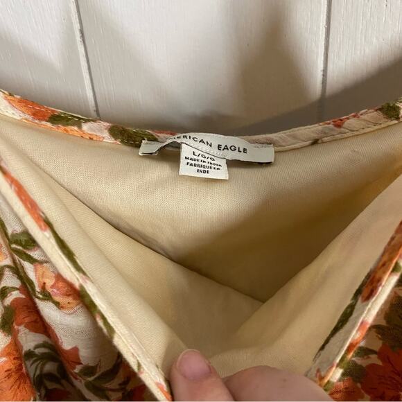 American Eagle Floral Print Tiered Boho Babydoll Dress Size L - Picture 4 of 6